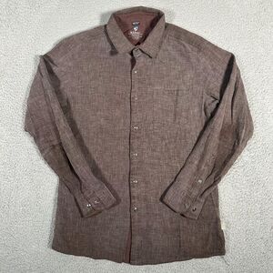 Kuhl Shirt Mens Medium Brown Uproar 5 Panel Waffle Button Up Outdoor Hiking Flaw